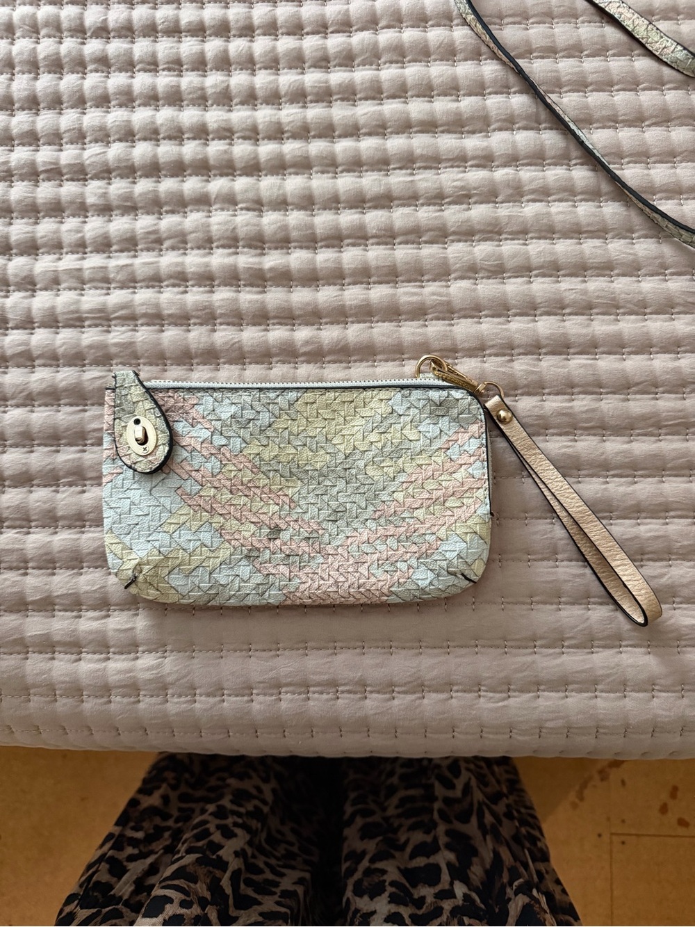 Woven Pastel Leather Wristlet -- Designer Style